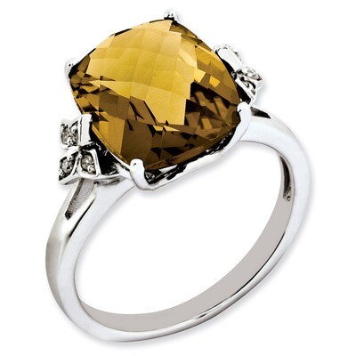 Whiskey Quartz &amp; Diamond Ring Sterling Silver QR3191WQ, MPN: QR3191WQ, 883957363585