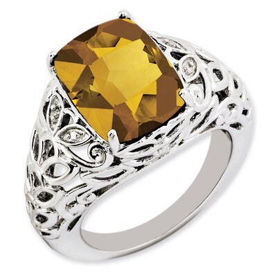 Whiskey Quartz &amp; Diamond Ring Sterling Silver QR3277WQ, MPN: QR3277WQ, 883957363967