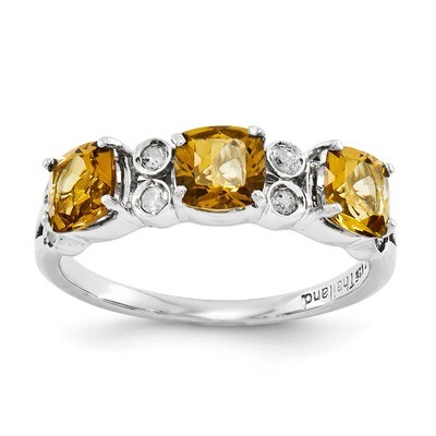 Whiskey Quartz &amp; Diamond Ring Sterling Silver QR3074WQ, MPN: QR3074WQ, 883957243139