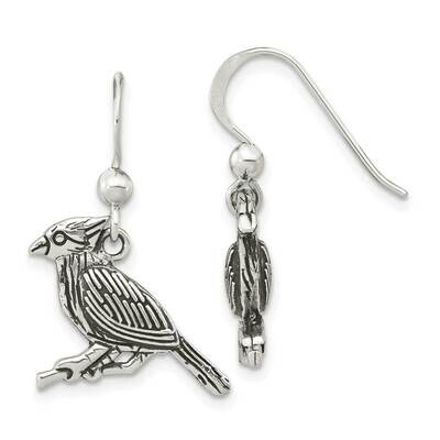 Bird On Branch Dangle Earrings Sterling Silver Antiqued QE15781, MPN: QE15781, 196904152836