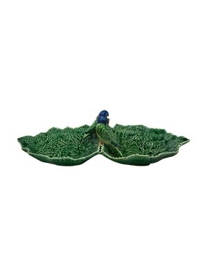 Bordallo Pinheiro Pinheiro Leaves Double Leaf with Blue Birds Green Blue Bird 65002944, MPN: 650029…