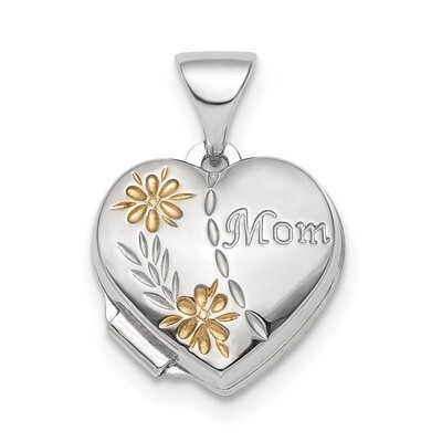 Gold-tone Floral Mom Heart Locket Sterling Silver Rhodium-plated QLS816, MPN: QLS816, 886774056012