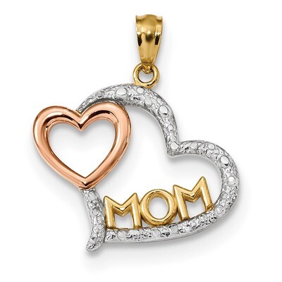 DC Mom in Heart Heart Pendant 14k Two-tone Rose Gold K5892, MPN: K5892, 883957998428