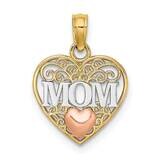 White Rhodium Polished Mom Heart In Heart Pendant 14k Two-tone Gold K9559, MPN: K9559, 637218166954