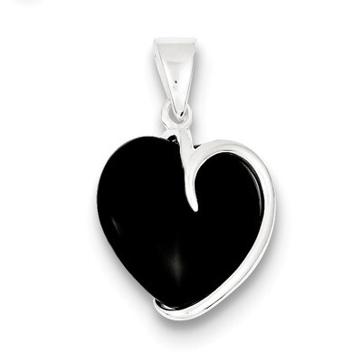 Onyx Heart Pendant Sterling Silver QP193, MPN: QP193, 191101279911