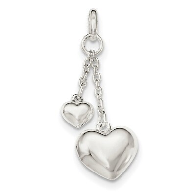 Puffed Heart Pendant Sterling Silver Polished QC8461, MPN: QC8461, 191101363825