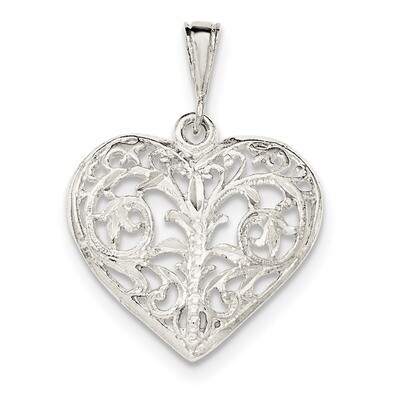 Filigree Heart Pendant Sterling Silver Polished QC8471, MPN: QC8471, 191101367700