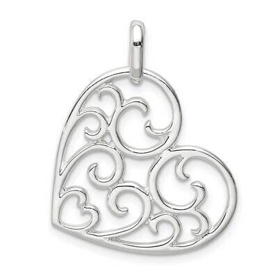 Filigree Heart Pendant Sterling Silver QC9469, MPN: QC9469, 886774034836