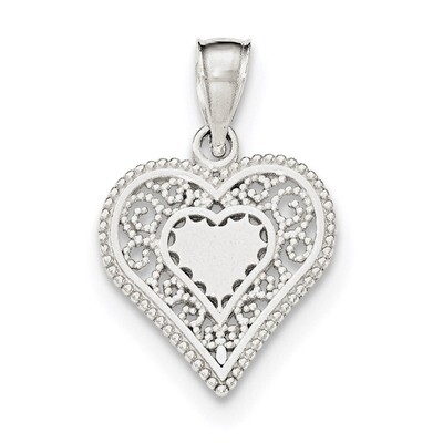 Filigree Heart Pendant Sterling Silver Polished QP4429, MPN: QP4429, 191101453649