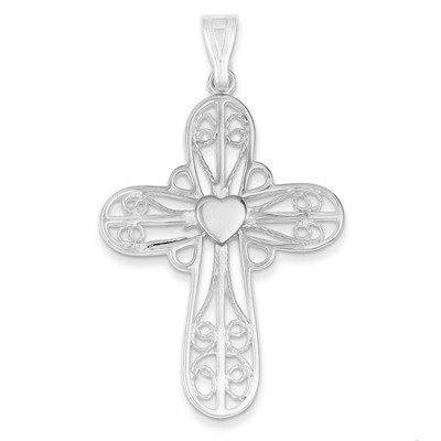 Heart Cross Pendant Sterling Silver QC3235, MPN: QC3235, 883957907864