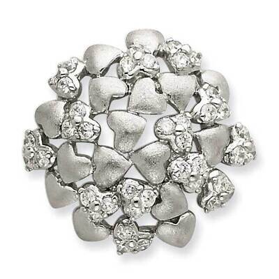 Satin &amp; CZ Hearts Pendant Sterling Silver QP1805, MPN: QP1805,