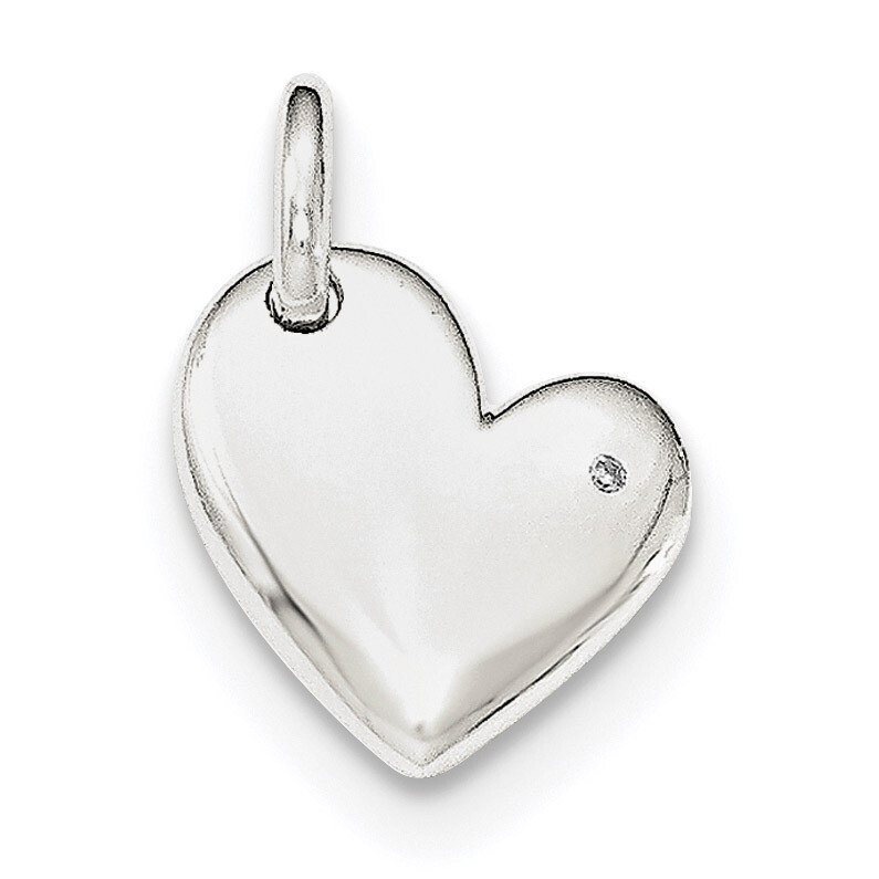 Diamond Heart Pendant Sterling Silver Polished QC8479, MPN: QC8479, 196904089514