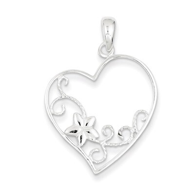 Flower Heart Pendant Sterling Silver QP2794, MPN: QP2794, 191101460999