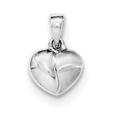 Satin Heart Pendant Sterling Silver Rhodium-plated Polished QP4676, MPN: QP4676,
