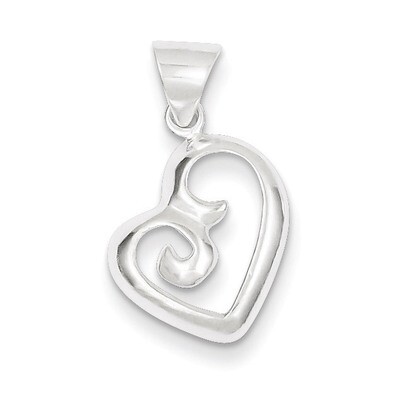 Fancy Swirl Heart Pendant Sterling Silver Polished QC6739, MPN: QC6739, 883957584836