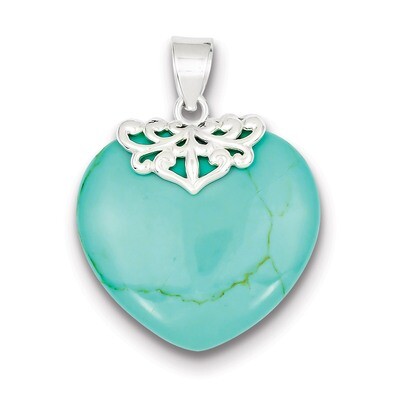 Turquoise Heart Stone Pendant Sterling Silver QP2128, MPN: QP2128, 723252679472