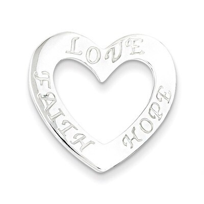 Faith, Hope, and Love Heart Pendant Sterling Silver QC5999, MPN: QC5999, 883957913971