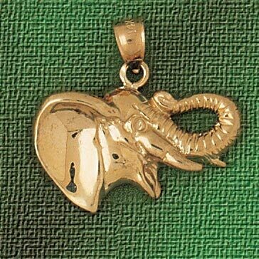 Dazzlers Jewelry Elephant Head Pendant Necklace Charm Bracelet in Yellow, White or Rose Gold 2342, …