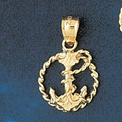 Dazzlers Jewelry Ship Anchor Pendant Necklace Charm Bracelet in Yellow, White or Rose Gold 1182, MP…