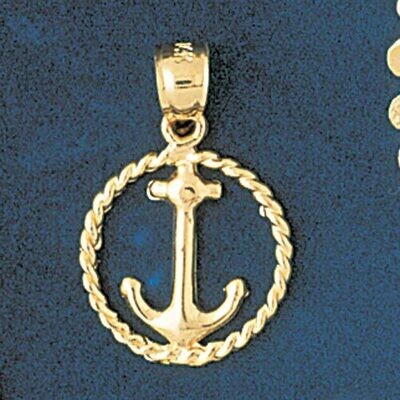 Dazzlers Jewelry Ship Anchor Pendant Necklace Charm Bracelet in Yellow, White or Rose Gold 1183, MP…