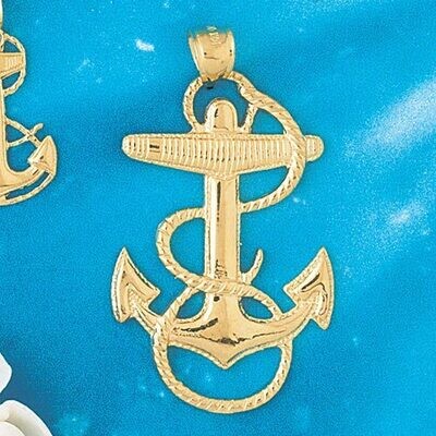 Dazzlers Jewelry Ship Anchor Pendant Necklace Charm Bracelet in Yellow, White or Rose Gold 1187, MP…