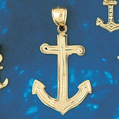 Dazzlers Jewelry Ship Anchor Pendant Necklace Charm Bracelet in Yellow, White or Rose Gold 1176, MP…