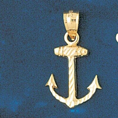 Dazzlers Jewelry Ship Anchor Pendant Necklace Charm Bracelet in Yellow, White or Rose Gold 1174, MP…