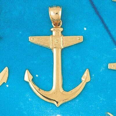 Dazzlers Jewelry Ship Anchor Pendant Necklace Charm Bracelet in Yellow, White or Rose Gold 1171, MP…