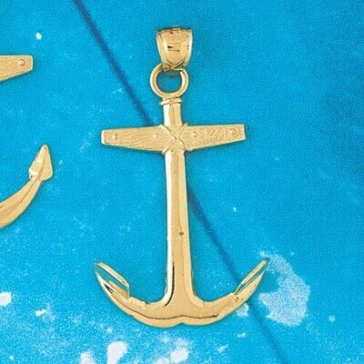 Dazzlers Jewelry Ship Anchor Pendant Necklace Charm Bracelet in Yellow, White or Rose Gold 1172, MP…