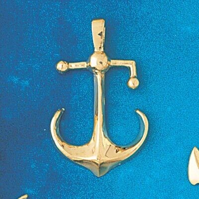 Dazzlers Jewelry Ship Anchor Pendant Necklace Charm Bracelet in Yellow, White or Rose Gold 1169, MP…