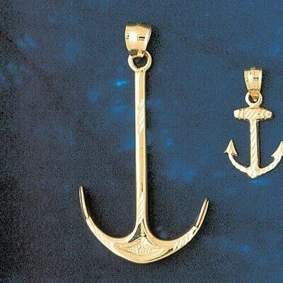 Dazzlers Jewelry Ship Anchor Pendant Necklace Charm Bracelet in Yellow, White or Rose Gold 1173, MP…