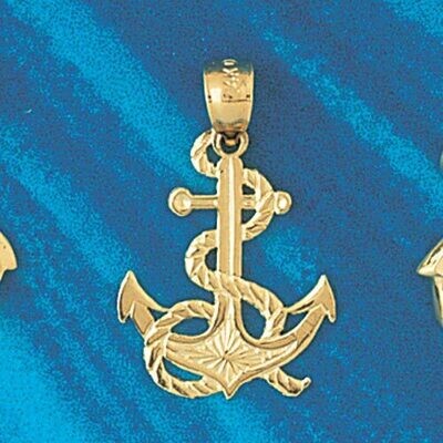 Dazzlers Jewelry Ship Anchor Pendant Necklace Charm Bracelet in Yellow, White or Rose Gold 1122, MP…