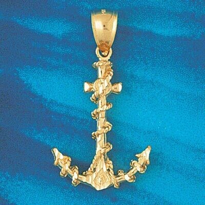 Dazzlers Jewelry Ship Anchor Pendant Necklace Charm Bracelet in Yellow, White or Rose Gold 1117, MP…
