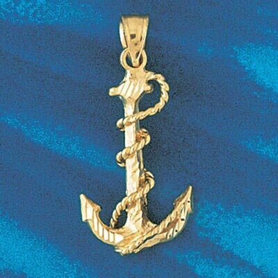 Dazzlers Jewelry Ship Anchor Pendant Necklace Charm Bracelet in Yellow, White or Rose Gold 1116, MP…