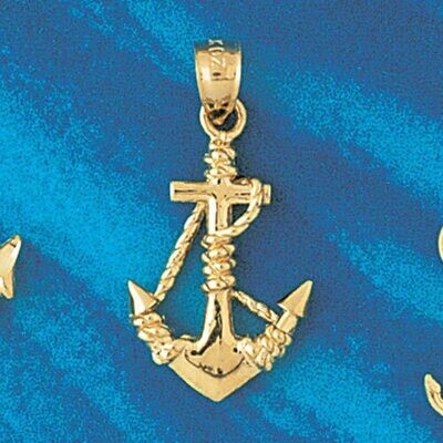 Dazzlers Jewelry Ship Anchor Pendant Necklace Charm Bracelet in Yellow, White or Rose Gold 1113, MP…