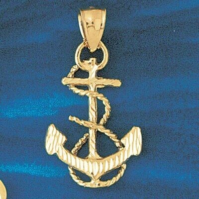 Dazzlers Jewelry Ship Anchor Pendant Necklace Charm Bracelet in Yellow, White or Rose Gold 1108, MP…