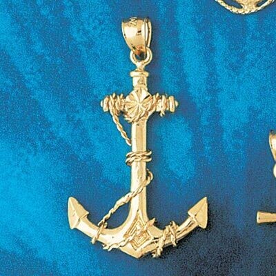 Dazzlers Jewelry Ship Anchor Pendant Necklace Charm Bracelet in Yellow, White or Rose Gold 1103, MP…