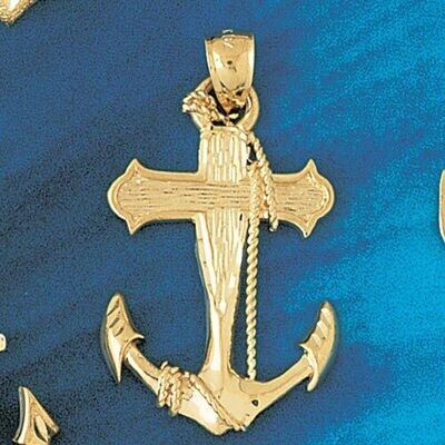 Dazzlers Jewelry Ship Anchor Pendant Necklace Charm Bracelet in Yellow, White or Rose Gold 1101, MP…