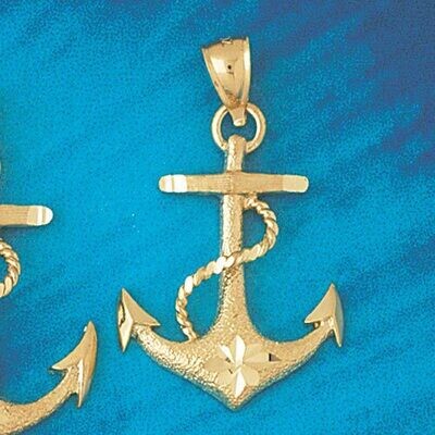 Dazzlers Jewelry Ship Anchor Pendant Necklace Charm Bracelet in Yellow, White or Rose Gold 1095, MP…