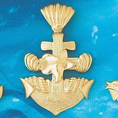 Dazzlers Jewelry Ship Anchor with Seashell Pendant Necklace Charm Bracelet in Yellow, White or Rose…