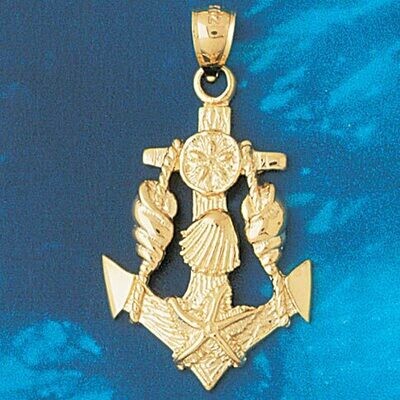 Dazzlers Jewelry Ship Anchor with Seashell Pendant Necklace Charm Bracelet in Yellow, White or Rose…