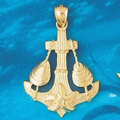 Dazzlers Jewelry Ship Anchor with Seashell Pendant Necklace Charm Bracelet in Yellow, White or Rose…