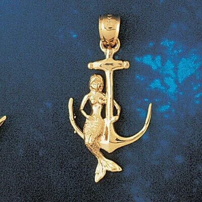 Dazzlers Jewelry Mermaid on Ship Anchor Pendant Necklace Charm Bracelet in Yellow, White or Rose Go…