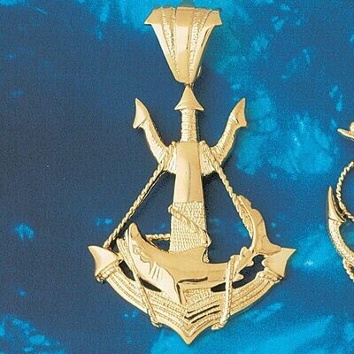 Dazzlers Jewelry Ship Anchor with Whale Pendant Necklace Charm Bracelet in Yellow, White or Rose Go…