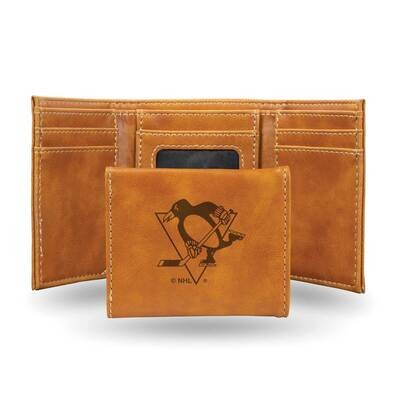 NHL Pittsburgh Penguins Brown Faux Leather Trifold Wallet GC7853, MPN: GC7853, 767345901187