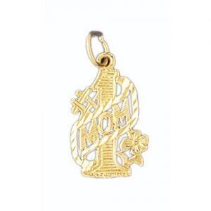 Dazzlers Jewelry Number One Mom Pendant Necklace Charm Bracelet in Yellow, White or Rose Gold 9809,…