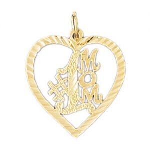 Dazzlers Jewelry Number One Mom Pendant Necklace Charm Bracelet in Yellow, White or Rose Gold 9782,…