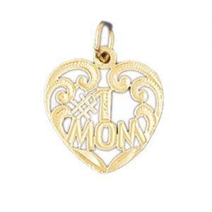 Dazzlers Jewelry Number One Mom Pendant Necklace Charm Bracelet in Yellow, White or Rose Gold 9784,…