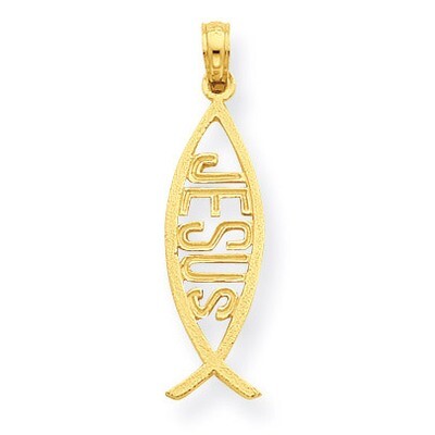Ichthus Fish with Jesus Pendant 14k Gold C4446, MPN: C4446, 637218015825