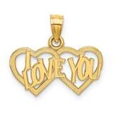 I Love You Double Heart Charm 14k Gold D3872, MPN: D3872, 637218025367